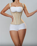 Colombian waist trainer vest with gold zippers and steel ribs for shaping and support